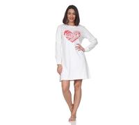 Normann Camisón de manga larga para mujer con diseño de corazón en calidad de interlock, también en talla grande, beige, 56-58