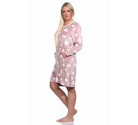 Normann Camisón de manga larga para mujer con puños en diseño de estrellas hecho de Coralfleece cálido y acogedor, Rosa., 46-48