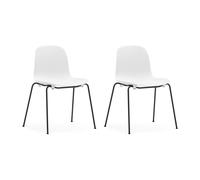 Normann Copenhagen Silla apilable Form Chair con patas negras pack de 2 unidades. Blanco