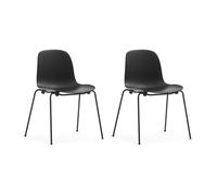 Normann Copenhagen Silla apilable Form Chair con patas negras pack de 2 unidades. Negro