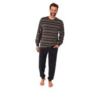 Normann Pijama largo de rizo para hombre, con puños, también en tallas grandes, aspecto de rayas, naranja, 68-70