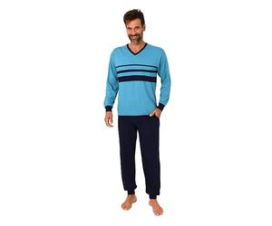 Normann Pijama largo para hombre con elegantes rayas frontales, también en talla grande