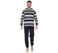 Normann Pijama largo para hombre con puños en elegante diseño de rayas - también en tallas grandes, gris, 68-70