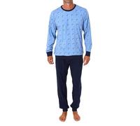 NORMANN Pijama para hombre de manga larga con puños, diseño elegante y atemporal, azul claro, 50
