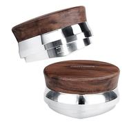 Normcore Herramienta distribuidora de café de 53,3 mm, herramienta de nivelación de café resistente con auténtica madera de nogal americano, nivelador de café de profundidad ajustable para máquinas