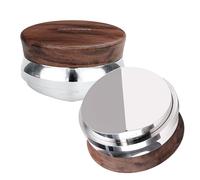 Normcore Herramienta distribuidora de café de 58,5 mm, herramienta de nivelación de café resistente con auténtica madera de nogal americano, nivelador de café de profundidad ajustable que se adapta a