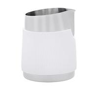 Normcore Jarra de leche sin mango con boquilla afilada, jarra de espuma de leche de acero inoxidable 18/8, jarra de espuma de café con leche, revestimiento antiadherente blanco, 20 onzas (600 ml)