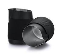 Normcore Jarra de leche sin mango - Jarra de vapor espresso con boquilla redonda - Jarra de espuma de leche de acero inoxidable 18/8, antiadherente negro - Herramientas de barista premium - Negro -