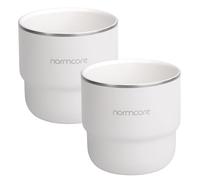 Normcore Juego de 2 tazas de café espresso, vaso de café de 7 onzas con revestimiento de cerámica, taza de café de doble pared de 210 ml para café moca, latte, capuchino, té, blanco