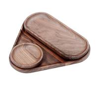 Normcore Juego de 3 bandejas de madera, paquete de bandejas de valet, juego de bandejas de madera barista, juego de 3 bandejas decorativas apilables para mesa de café, bandeja de servir, bandejas de