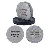 Normcore Paquete de 2 pantallas de disco de 53,3 mm con soporte, ducha de contacto reutilizable con soporte de silicona, malla de 1,7 mm, 1,0 mm de grosor, 150 µm, compatible con máquina de espresso