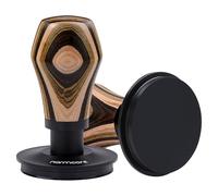 Normcore Pisador de café V4 de 53,3 mm, con resorte y recubrimiento PVD de titanio, base plana, para portafiltros Breville Sage de 54 mm, mango de madera colorido