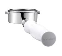Normcore Portafiltro sin fondo de 58 mm compatible con Gaggia Classic Pro, mango de aluminio anodizado blanco con revestimiento antiadherente, cabeza de acero inoxidable 304 y cesta de filtro