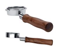 Normcore Portafiltro sin fondo de 58 mm para Lelit, Flair 58, ECM, Rocket, E61 grupos de preparación - Filtro portafiltro Naked con filtro de 18 g y mango de auténtica madera de nogal americano