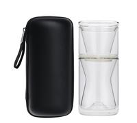Normcore Pour Over Coffee Maker 2.0 (320 ml) - Doble pared vidrio borosilicato gotero de café, portátil con funda EVA, se adapta a filtro de onda 185, cafetera de vertido manual, transparente