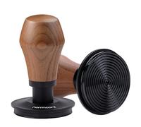 Normcore Prensador de Café Espresso de 58,5mm V4 - Prensador con Resorte con Revestimiento PVD de Titanio Base Ondulada - Resortes de Repuesto de 6,8kg / 11,3kg / 13,6kg, Mango de Nogal Americano