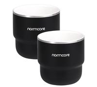 Normcore taza de café expreso, 7 onzas cerámica, 2 tazas acero inoxidable doble pared, 210 ml, negro
