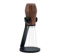 Normcore WDT Herramienta de distribución con soporte V3, técnica de distribución Weiss, agitador de espresso de aguja de 9 puntas, mango de madera de nogal americano