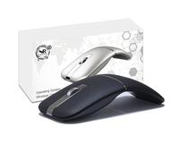 NORMIA RITA Ratón inalámbrico plegable con arco y clic silencioso, Bluetooth, 2,4 GHz, modo dual, portátil, curvo, para el hogar, la oficina, los viajes