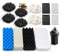Normodic Juego de 38 filtros para Fluval 306/307, espuma orgánica y carbón | Anillos de cerámica, almohadillas de pulido, pack de 2, cambio sin herramientas, filtración orgánica