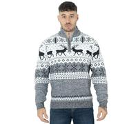 NOROZE Christmas Men's Jumpers | Nordic Style Knitted Lightweight Reindeer Printed Jumper | Crew Neck Long Sleeve Pullover Top | Christmas Jumper Xmas Jumper Sweaters For Men