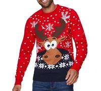 NOROZE Hombre Jersey Alce Feliz Navidad para de Navidad Reno Elfo Fútbol FC Novedad Jersey (XXL, XMoose Red)