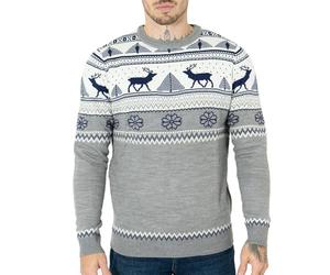 NOROZE Hombres Feliz Navidad Cremallera simulada Estilo nórdico Reno Alce Ciervo Embudo Cuello Redondo Festivo Jersey navideño Pullover Pull-Over Suéter (M, Crema)