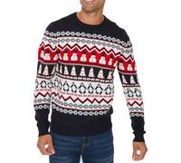 NOROZE Hombres Jerseys navideños Unisexo Gracioso Novedad Isla Justa Papa Noel Partido Travieso Feo Navidad Pull-Over De Punto Mujeres Suéter (L, Hoho Snowman Penguin Marina)