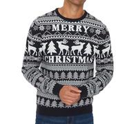 NOROZE Hombres Jerseys navideños Unisexo Gracioso Novedad Isla Justa Papa Noel Partido Travieso Feo Navidad Pull-Over De Punto Mujeres Suéter (S, Merry Christmas Marina)
