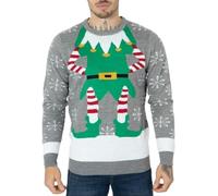 NOROZE Hombres Mujeres Unisexo Prima Novedad Pulóver De Punto Christmas Navidad Suéter Duende Jumpers (S, Duende Gris)