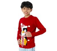 NOROZE Navidad 3D Jersey Niños Navidades Pull-Over Santa Monigote de Nieve Reno Pingüino para Niños (Pingüino Rojo, 11-12 Años)