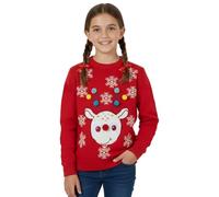 NOROZE Navidad 3D Jersey Niños Pájaro Reno Retro Pull-Over Suéter para Niñas (Cría de Ciervo Bambi Rojo, 11-12 años)