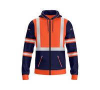 NOROZE Sudadera Alta Visibilidad Hombre con Capucha y Cinta Reflectante, Cremallera Completa, Bolsillos con Cremallera, Sudadera Trabajo Seguridad Resistente para Hombre