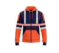 NOROZE Sudadera Alta Visibilidad Hombre con Capucha y Cinta Reflectante, Cremallera Completa, Bolsillos con Cremallera, Sudadera Trabajo Seguridad Resistente para Hombre