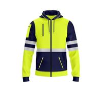 NOROZE Sudadera Alta Visibilidad Hombre con Capucha y Cinta Reflectante, Cremallera Completa, Bolsillos con Cremallera, Sudadera Trabajo Seguridad Resistente para Hombre