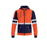 NOROZE Sudadera Alta Visibilidad Hombre con Capucha y Cinta Reflectante, Cremallera Completa, Bolsillos con Cremallera, Sudadera Trabajo Seguridad Resistente para Hombre