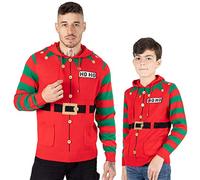 NOROZE - Sudadera con Capucha Unisex de Elfo, con el Texto Hoho, un bastón de Caramelo, Jersey 3D a Juego para Toda la Familia, con Motivo navideño (5-6 Años, Elf Hoho Rojo)