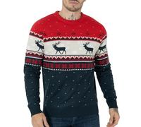 NOROZE Suéter de Navidad de Punto para Hombre y Mujer, Unisex, de Primera Calidad, de Punto Jumper Pulóver (M, Copos de Nieve Renos Azul Marino)