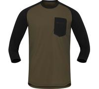 Norrona - Ropa MTB - Skibotn Equaliser Merino 3/4 T-Shirt M Olive Night Caviar Black de Lana - Talla L - Caqui Caqui L