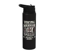 Norse Viking Mythology Warrior Runes Valhalla Odin Raven Stainless Steel Insulated Water Bottle