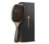 Norsewood Juego de cepillos de cerdas de jabalí, desenredantes de cerdas suaves para largo, corto, fino, rizado, liso u ondulado, cepillo para el cabello para mejorar el brillo, ideal para hombres