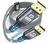 NORSHY Cable DisplayPort 2.1 16K, Cable DP 3M, 16K@60Hz, 8K@120Hz, 4K@240Hz/165Hz/144Hz 80Gbps, HDR, FreeSync, G-Sync, DSC 1.2a, HDCP 2.3 para Gaming PC Monitor TV Pantallas de Juego