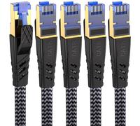 NORSHY Cat 8 Cable Ethernet, 2m(5 Piezas) Cable de Red Alta Velocidad 40Gbps 2000MHz S/FTP Trenzado Plano Cable Lan Conector RJ45 Cable Internet para PS5/PS4, Xbox,TV,Box, Router, PC, Módem