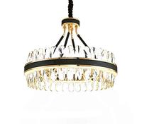 Norte De Europa Cristal Candelabro LED Fuente De Luz Lujo Ligero Colgante De Luz Ajustable Altura Redonda Lámpara De Techo Encendiendo Accesorio Para Isla De Cocina Dormitorio Com-Oro 60cm