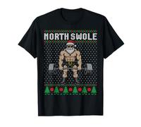 Norte Swole, Entrenamiento de Navidad, Santa levantando Pesas Fitnes Camiseta