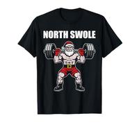 Norte Swole, Entrenamiento de Navidad, Santa levantando Pesas Fitnes Camiseta
