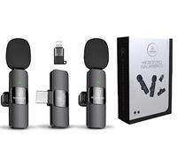NORTECH INNOVATION® 2 x Micrófono Inalámbrico para iPhone y Android, Micrófonos inalámbricos de Solapa con Batería de Larga Duración, Wireless Microphone, Micrófono para iPhone/Android (Dual)