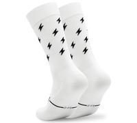 NORTEI Calcetines Ciclismo Altos Deportivos Hombre y Mujer - Calcetines Running Triatlón Senderismo Gimnasio Crossfit - Acolchados, Transpirables, Sin Costuras, Compresivos y Ligeros (L-XL, White)