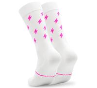 NORTEI Calcetines Ciclismo Altos Deportivos Hombre y Mujer - Calcetines Running Triatlón Senderismo Gimnasio Crossfit - Acolchados, Transpirables, Sin Costuras, Compresivos y Ligeros (S-M, Fantasy)