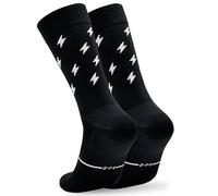 NORTEI Calcetines Ciclismo Altos Deportivos Hombre y Mujer - Calcetines Running Triatlón Senderismo Gimnasio Crossfit - Acolchados, Transpirables, Sin Costuras, Compresivos y Ligeros (L-XL, Black)